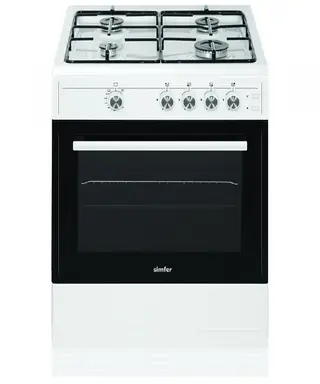 Simfer SIM61GW 60cm Freestanding Single Cavity Gas Cooker - 62L - White - A Rated
