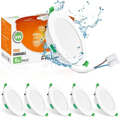 ALUSSO Spot encastrable blanc 230 V, 5 W, IP65, 400 LM - Lot de 6