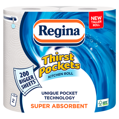 Regina Thirst Pockets Kitchen Roll 200 Bigger Sheets