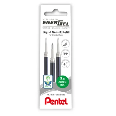 Pentel EnerGel Refill 0.7mm Green Pack of 3