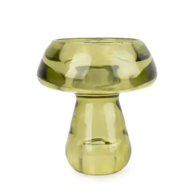 Candlelight Candle Holder Tealight Mushroom Glass Green
