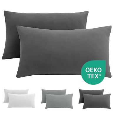 LeBonsoir Basics 50x75cm Pillowcases Set of 2， Super Soft Easy Care Microfiber，Envelope Closure， Dark Gray， Pillows Not Included