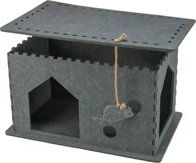 TRIXIE kattenmand Huis Lene, vilt, grijs, 54 x 30 x 35 cm