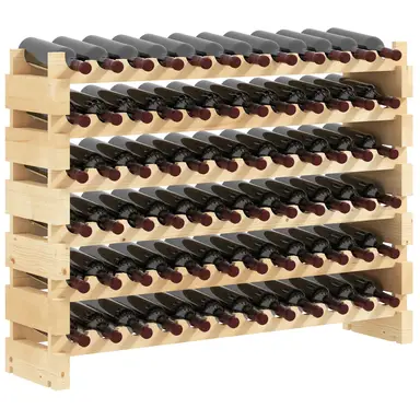 HOMCOM Wooden Wine Rack 6 Tier Shelf for 72 Bottles Shelving Storage Holder