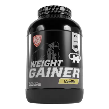MAMMUT Nutrition Crash Weightgainerpulver Vanille – 4,5 kg – 518 kcal/Shake für Gewichtszunahme – 80% Kohlenhydrate – 4-Komponenten-Protein – ideal für Ausdauer- und Leistungssportler
