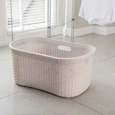 Addis Rattan 40L Cream Laundry Basket