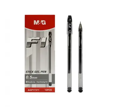 M&G F1 Gel Pens, 12 Pack Black Ink Gel Pens, Fine Point 0.5 mm, Quick Dry, Smooth Writing Gel Ink Pens with Cap for Office and School