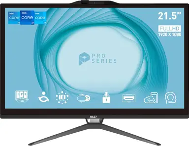 MSI Pro AP222T 13M All-in-One PC, 21.5-inch Touchscreen, Intel Pentium Gold G7400, 4GB RAM, 128GB SSD, Windows 11 Pro
