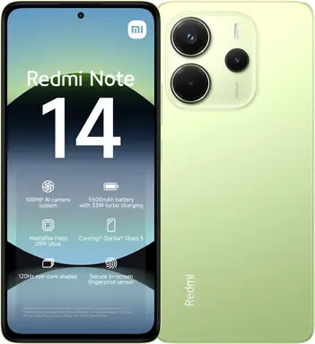 Redmi Note 14 limoengeel, 8 GB RAM + 256 GB opslag