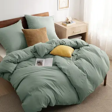 Bedsure Bettbezug-Set, einfarbig, EU, Eisberggrün, 135 x 200 cm (2 Stück) und 80 x 80 cm (2 Stück), 100 % Polyester