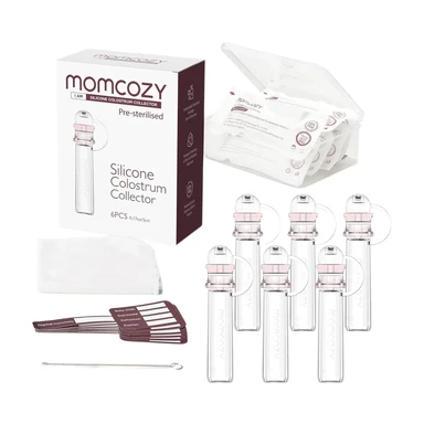 Momcozy Reusable Colostrum Collector Set, BPA-Free 5ml Collectors (6 Pack), with Storage Case & Cotton Wipes