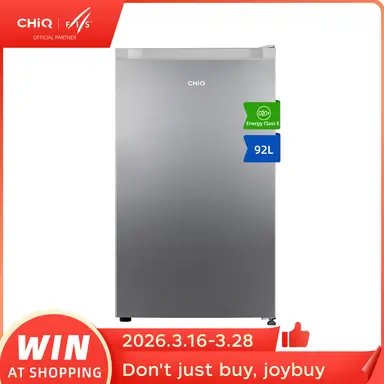 CHiQ JR99DWE Réfrigérateur - 92 L - Porte unique - Compartiment congélateur compact - Design ultra compact - 0,22 m² - Fonctionnement silencieux - Inox argent mat - Classe Énergétique E
