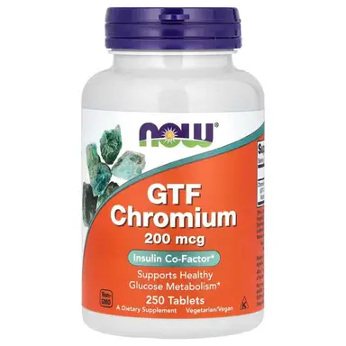 NOW Foods GTF Chromium Blood Sugar Support 200mcg Tablets - 250 Tablets