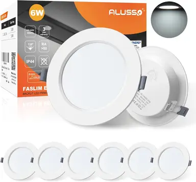 Alusso Spot LED encastrable ultra plat blanc froid, 6 W, 230 V, IP44 - Lot de 6 [Classe énergétique F]