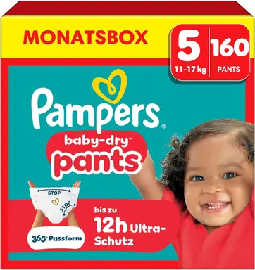 Pampers Baby Dry Pants Größe 5 Junior 11-17kg Monatsbox 160 Stück