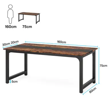 Tribesigns Desk, 160 x 80 cm Computer Desk, Office Desk, Study Desk, Home Office Workstation, Modern Simple Style, Vintage Brown/Black