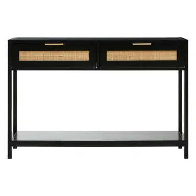 Interiors by Premier Console Table 2 Drawers Sherman Black/Rattan