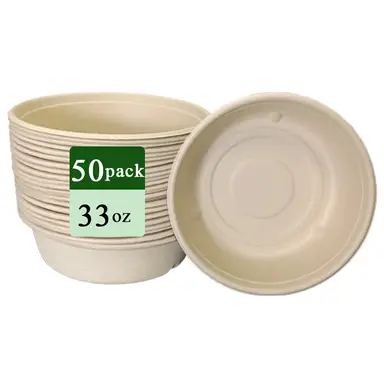 Ruibamboo disposable bamboo fiber bowl 33oz
50pack