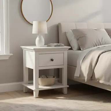 Side Table Provence 1 Drawer Rustic Pine White