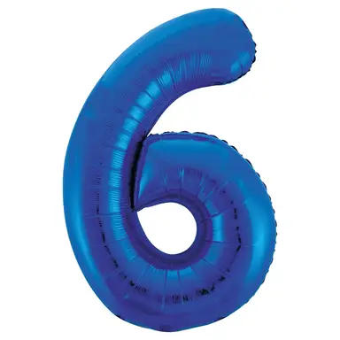 Unique Party Giant Number 6 Balloon, Blue, 86cm