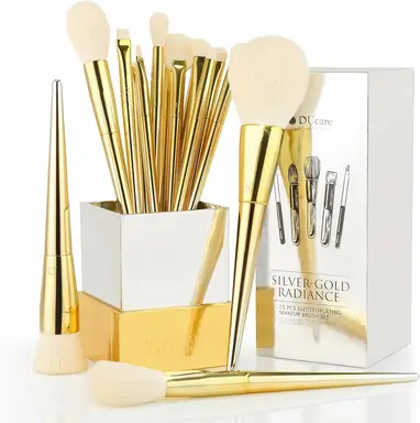 DUcare 15-teiliges Make-up-Pinselset mit Gold- & Silberglanz, Geschenk zum Muttertag
