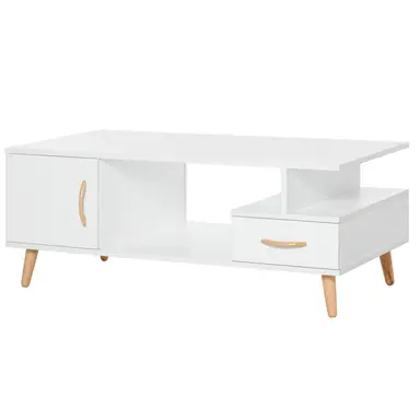 HOMCOM TV Unit Scandi Storage White/Oak Effect L:100cm