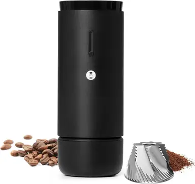 TIMEMORE Burr Coffee Grinder, Portable Electric Grinder with Metal Body, 30 Precise Settings for Espresso to French Press, Low Noise Design, Auto Stop & Clog Protection for Home & Outdoor Use (Black)