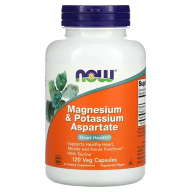NOW Foods Magnesium & Potassium Aspartate with Taurine - 120 Vegan Capsules