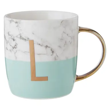 Product Brand Maison by Premier Frosted Deco Marble Effect and Pastel Green Monogram Mug L