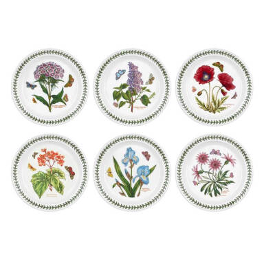 Portmeirion Botanic Garden Set Of 6 Small Dinner Plates - Assorted Designs