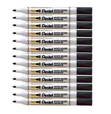 Pentel Whiteboard Marker Bullet Tip Black Pack of 12