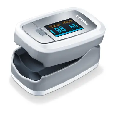 Beurer Pulse Oximeter - Compact SpO2 and Pulse Measurement - White/Silver, 45430