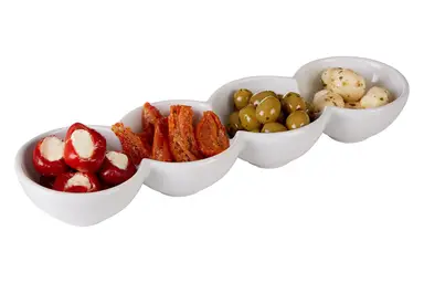 Maison by Premier Versatile 4 Section Snack Dish, Premium Porcelain Snack Dish, Practical Snack Tray For Kids Parties