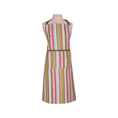 Dexam Apron Striped 100% Cotton Green/Pink