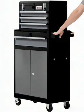 AIRAJ Tool Chest 4-Drawer | Rolling Tool Chest with Wheels | Detachable Top Metal Tool Box | Garage Storage Cabinet for Repair Room,Warehouse | Sturdy and Durable| Black