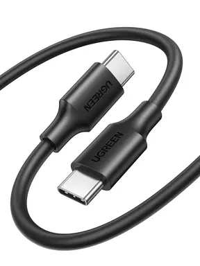 UGREEN USB 2.0 Type-C M-M ronde nikkelkabel zwart 1,5m, compatibel met iPhone 17/16/15, Google Pixel 4, Samsung Galaxy S20, Huawei P30 enz.