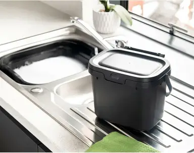 Addis Everyday Kitchen Food Waste Compost Caddy Bin, 4.5L - Black