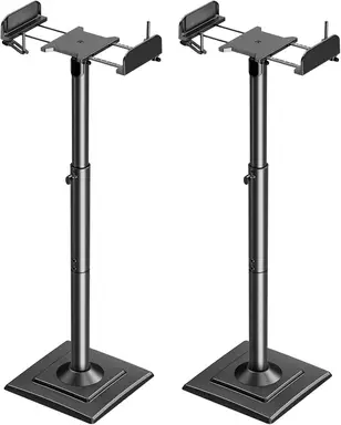 Universal Speaker Stand, Height Adjustable, Speaker Stand with Extendable Support Plate and Internal Cable Duct for Shelf Speakers, 5 kg Load Capacity, 1 Pair