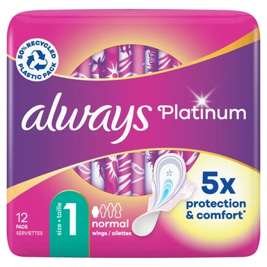 Always Platinum Normal (Maat 1) Met Vleugels Hygiënische Vrouwelijke Inlegkruisjes 12 stuks