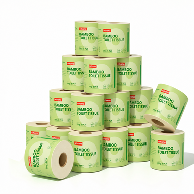 ochama BambooToilet Paper Roll, Five-Layer Thickened Core Roll, Unbleached Bamboo Pulp Paper, Bathroom Toilet Paper, 200g * 27 Rolls, Family Pack