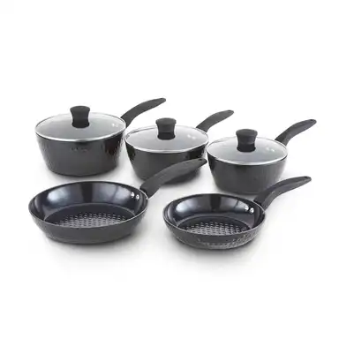 Tower Diamo 5 Piece Cookware Set with Black Diamond Non-Stick Ceramic Coating - Black
