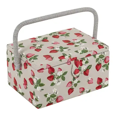 Hobby Gift Medium Sewing Storage Box - Strawberries - 18.5 x 25.5 x 14.5cm