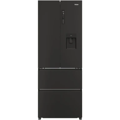 Haier French Door 70 Fridge Freezer with Water Dispenser – Black | 70cm Wide | E Energy Rated | Direct Access Drawers | Total No Frost (HFR5719EWPB)