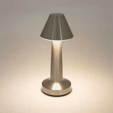 GLOBAL GIZMOS Table Lamp Portable LED Rechargeable Silver 200 x 90 x 90 mm (H x W x D)