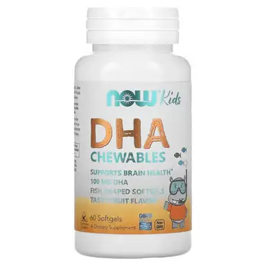 NOW Foods DHA Kids Fish Oil Chewables, 100mg - 60 Softgels