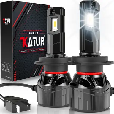 KATUR H7 LED Headlight Bulb 120W 30000LM, H7 LED Bulb 6000K Xenon White Plug and Play 1:1 Mini Size High Efficiency Cooling System H7 Headlight Bulbs, Pack of 2