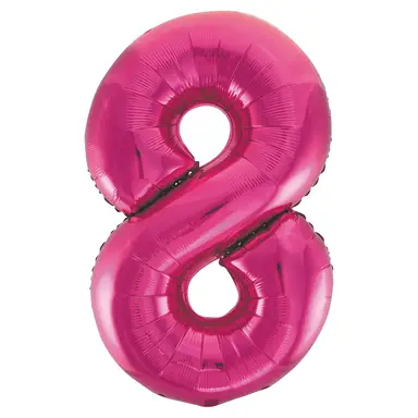 Unique Party Giant Number 8 Balloon, Pink, 86cm
