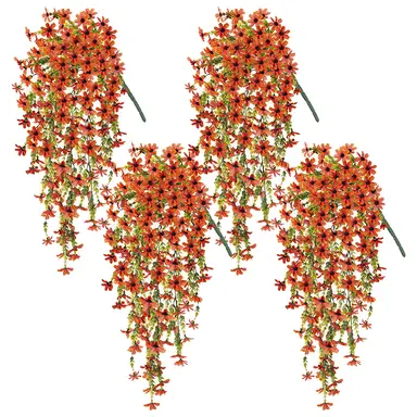 4Pcs 28.7in/72.8cm
Artificial Hanging Flowers for Outdoors Fake Plants Decoration,Faux Silk Colorful Daisy Eucalyptus Realistic for Outside Home Planter Porch Patio Yard Decor(orange)