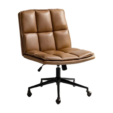 HULALA HOME Modern Office Chair without Armrests, Cross-Legged Chair with Vegan Leather and Adjustable Height, Stylish Desk Chair for Home Office, Came