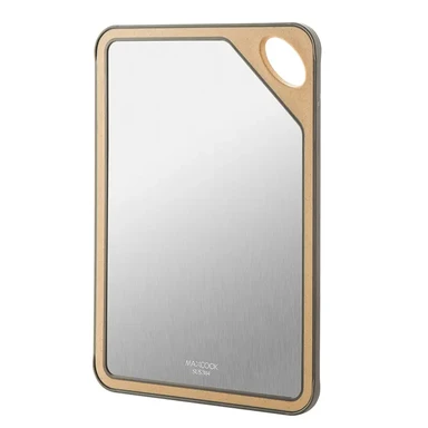 Maxcook 304 Stainless Steel Antibacterial Wheat Straw Double Sided Chopping Board Cutting Board - 25 x 36 cm